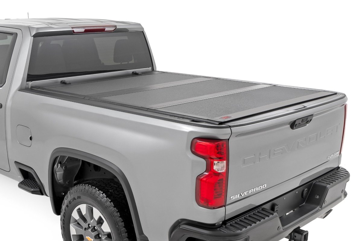 GMC Sierra 3500HD Hard Tri-Fold Flip Up Bed Cover - Rough Country - '20-'24